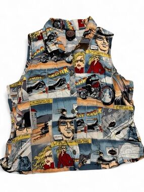 Vintage 90s Harley-Davidson Multicolor Comic Panel Shirt